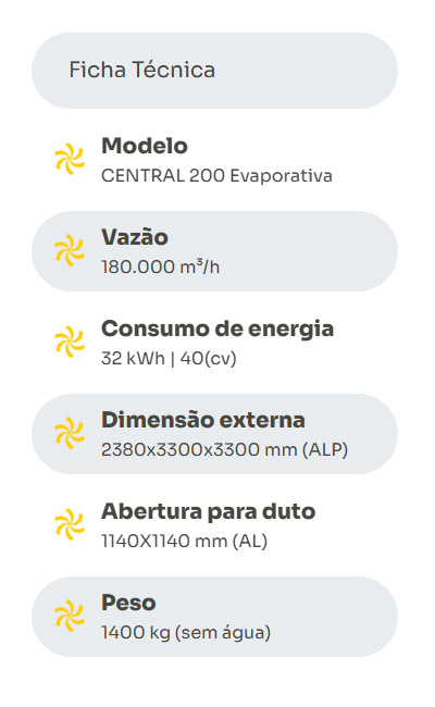 Ficha Central 200 Evaporativa
